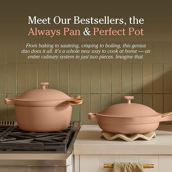 Our Place Cookware Duo - 7-Piece Set Including the Always Pan, Perfect Pot and Spatulas | Multifunctional, Toxin-Free Nonstick | Heat Safe up to 450°F | Oven, Stove, Induction Compatible | Sage