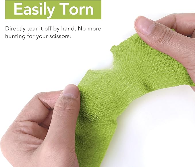 RISEN Cohesive Bandage 2” x 5 Yards, 6 Rolls, Self Adherent Wrap Medical Tape, Adhesive Flexible Breathable First Aid Gauze Ideal for Stretch Athletic