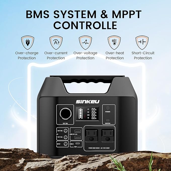 SinKeu Portable Power Station 80000mAh,256Wh LiFePO4 Battery Backup,300W AC Outlets, Power Bank for Hurricane Emergency Outdoor Camping RVs Home