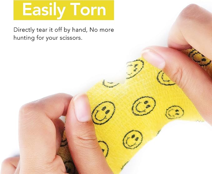 RISEN Cohesive Bandage 2” x 5 Yards, 6 Rolls, Self Adherent Wrap Medical Tape, Adhesive Flexible Breathable First Aid Gauze Ideal for Stretch Athletic