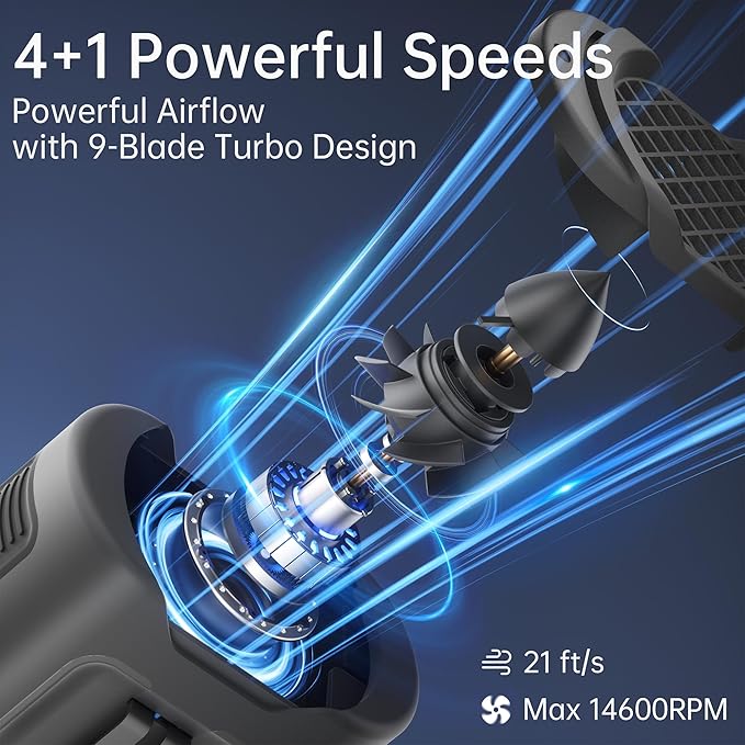 PANERGY Portable Waist Fan, 67H Runtime Wearable Fan with 4+1 Speeds, Storm Mode, 14500mAh Rechargeable Belt Fan with Dual Clip, Flashlight for Outdoor Jobsite(Black)