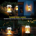 Solar Lantern Outdoor & Indoor Use – Hanging Solar Lights with Realistic Flickering Flameless Candle, Weatherproof for Gardens, Patios, Trees, and Lawns (White, 4 Pack)