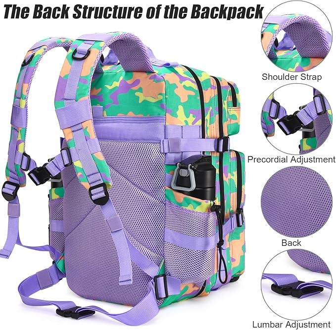 Military Tactical Backpack 45L Large Tactical Backpack for Men, Hiking Rucksack With Bottle Holder