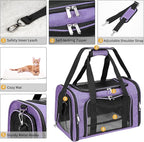 Soft-Sided Cat/Dog/Pet Carrier, Collapsible Pets Travel Carriers for Big Cats/Small Dogs with Shoulder Strap & Removable Mat, Mesh Puppy Carry Bag, Up to 25 Lbs(Purple)
