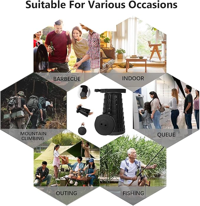 Upgraded Camping Folding Stool with Carrying Straps Lightweight Yet More Sturdy with Load Capacity 450lbs Portable Collapsible Retractable Stool for Camping Fishing Hiking BBQ 2.0