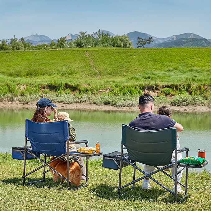 TIMBER RIDGE XXL Oversized Directors Chair 600lbs - Heavy Duty Camping Chair with Cooler Bag & Table, Portable Folding Chair with Wide Seat for Tailgating, Patio, Outdoor - Grey