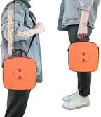 Boreeman Upgraded Collapsible Stool, Square Portable Stool, Lightweight Yet More Sturdy with Load Capacity 400lbs, Perfect for Camping Fishing Hiking BBQ (Square Orange)