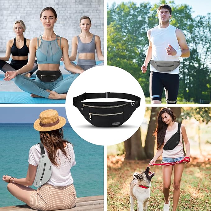 MAXTOP Large Crossbody Fanny Pack with 4-Zipper Pockets,Gifts for Enjoy Sports Festival Workout Traveling Running Casual Hands-Free Wallets Waist Pack Phone Bag Carrying All Phones