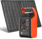 Takki 120W Peak Solar Generator with 21W Panel 83Wh Portable Power Station Solar Power Bank with 110V AC Outlet for Camping Home Use Outdoor Emergency Fan Laptop Hurricane