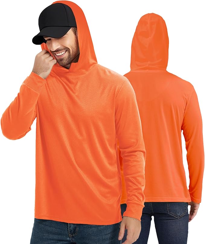 ProtectX High Visibility Sun Protection Lightweight Long Sleeve Hoodie, UPF 50+ Quick-Dry, SPF UV Shirt, Active Wear