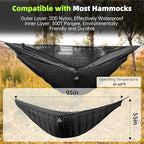 Hammock Underquilt for Camping Hammock - Black - Full Length Camping Quilt for Lightweight Soft Warm 3-4 Seasons 41-68°F, for Hiking Backpacking Traveling Beach (Hold Up to 500lbs)
