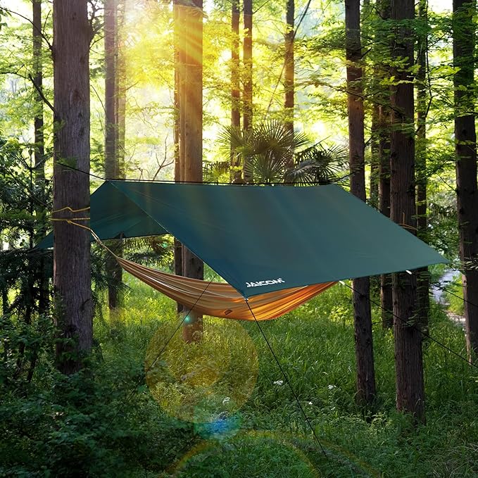Waterproof Camping Tarp - 10X10ft Hammock Rain Fly, Ultralight & Portable & UV Protection Backpacking Tarp, Multifunctional for Outdoor Adventure, Hiking, Tent, Hammock