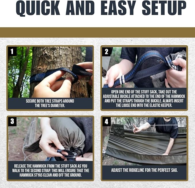 onewind 11ft Camping Hammock with Bugnet, Portable Double Hammock with Mosquito Net, Backpacking Hammock with Net Adjustable Ridgeline Tree Straps for Outdoor Hiking Backpacking, OD Green