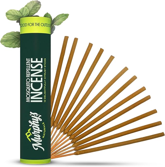 Murphy’s Naturals Mosquito Repellent Incense Sticks, 12 Count, DEET Free Bug Repellent with Citronella for Patio & Camping, 2.5+ Hours per Stick