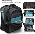 DUSLANG 17 Inch Laptop Backpack for Travel Water Resistant College Backpack for Men/Women Laptop Bag with USB Charging Port and TSA lock, Dark Black