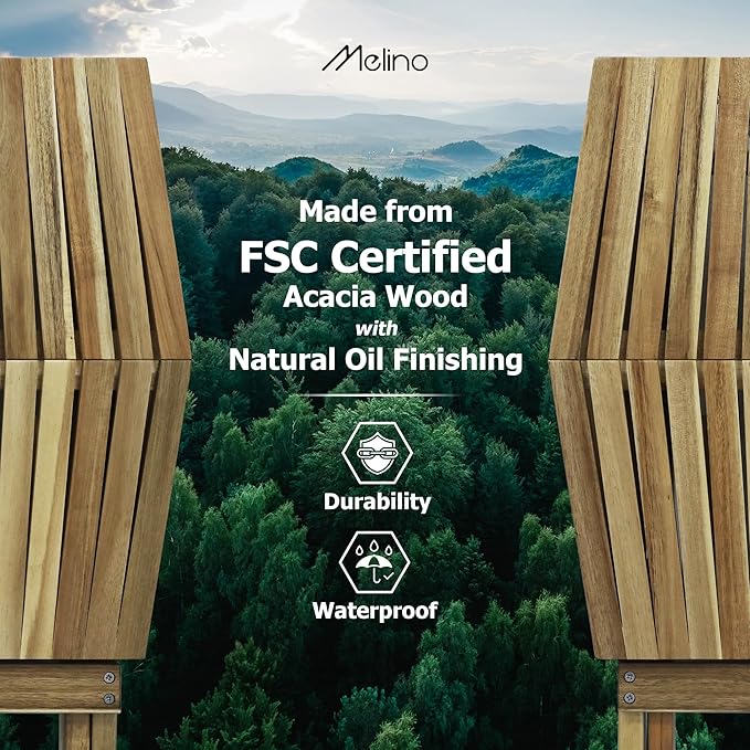 Melino Wooden Folding Outdoor Side Table, FSC Certified Acacia Weatherproof Side Tables, Wood Folding Small Table for Outdoor, Patio, Porch, Pool, Backyard, Garden, Balcony and Deck - Natural