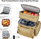 Large Tactical Lunch Box for Men, Insulated Lunch Bag Adult, Thermal Lunchbox Leakproof Waterproof Cooler Bag, Dual Compartment Lunch tote, Large Lunch Pail for Work Office Camping 24L