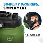 NATURE PIONEOR Insulated Water Bottles with Strap Pouch - 84 oz Stainless Steel Vacuum Bottle with Holder/Carrier/Sleeve - 18/8 Food Grade 84oz Water Jug