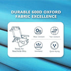 5-Position Aluminum Lay Flat Backpack Beach Chair, Compact Portable Low Beach Chairs for Adults with Cooler Pouch, Storage Pouch, Towel Bar, Cup Holder & Phone Holder, Blue