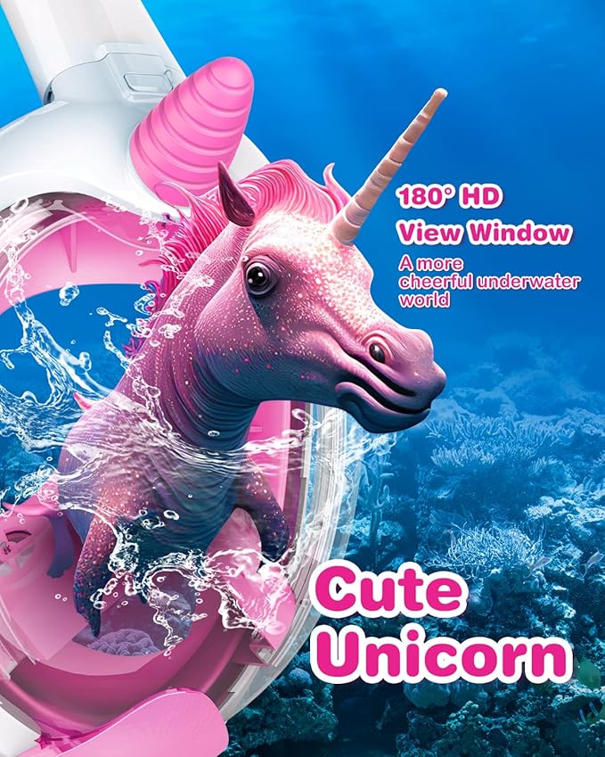 Kids Snorkel Mask, Full Face Snorkel Mask for Kids 4-16, Foldable Snorkeling Gear for Kids Snorkeling Set for Swimming Pool Toys, Dry Top, Anti-Leak/Anti-Fog /180° HD View/Portable Bag