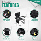 SUNNYFEEL XL Oversized Camping Chair, Folding Camp Chairs for Adults Heavy Duty Big Tall 500 LBS, Padded Portable Quad Arm Lawn Chair with Pocket for Outdoor/Picnic/Beach/Sports