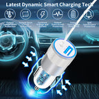 [Apple MFi Certified] iPhone 16 Car Charger Fast Charging, Caiinei 4.8A USB Car Power Cigarette Lighter USB-C Car Charger Adapter + 6FT Type-C Cable for iPhone 16 Pro/16 Plus/16 Pro Max/15/15 Pro/iPad