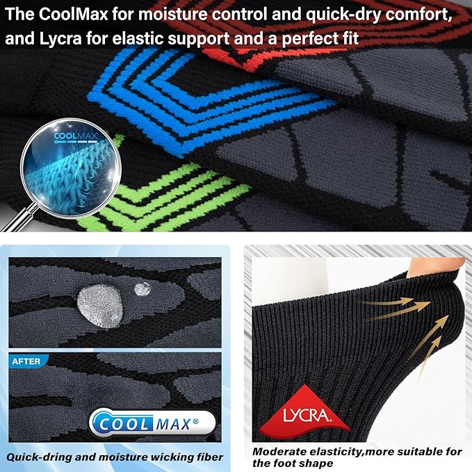 Hylaea Quarter Athletic Running Socks No Blister, Cushion Moisture Wicking Socks for Cycling Sport