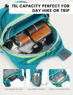 SKYSPER 15L Lightweight Small Hiking Backpack for Women Men, Foldable Travel Daypack, Packable Camping Backpack, Mini Outdoor Hiking Bag (Cyan)