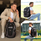 Swissdigital Design Laptop Backpack, Travel Backpack with USB Charging Port Fits 15.6 inches Computer, 31L College School Bookbag for Men, Black/Grey | SD803-02