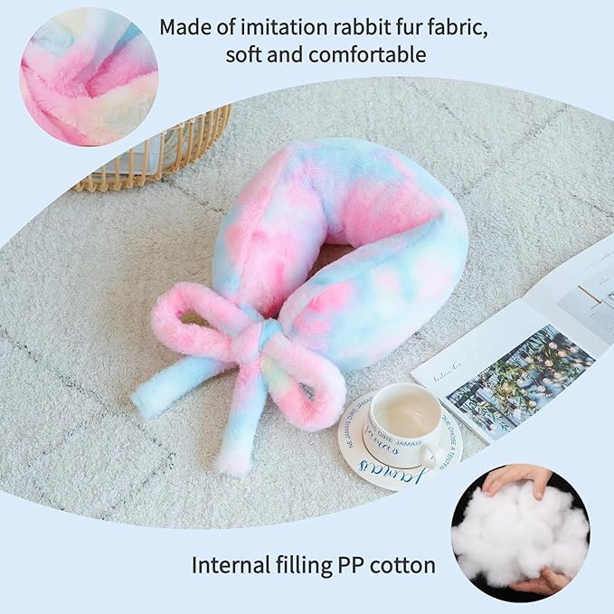 Travel Pillow Multifunctional Airplane Travel Neck Pillow Provides Neck and Lumbar Support During Travel Airplane Pillow Colorful Pink