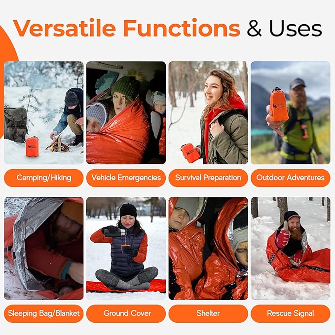 Sierra Madre Emergency Sleeping Bag – Ultralight, Waterproof Mylar Thermal Bivy Sack Tent for Hiking, Bug-Out Bags, Survival Kits