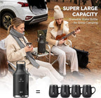 IDEUS Insulated Stainless Steel Water Bottle with 2 Leak-Proof Lids, Thermal Water Flask for Hiking Biking, 64oz, Black