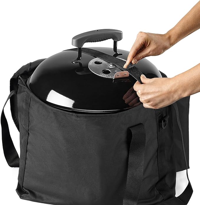 Portable Grill Carry Bag Compatible with Weber Smokey Joe 14-inch Charcoal Grill and Smokey Joe Premium 14-inch Charcoal Grill, with Pocket, Handle and Shoulder Strap, Black