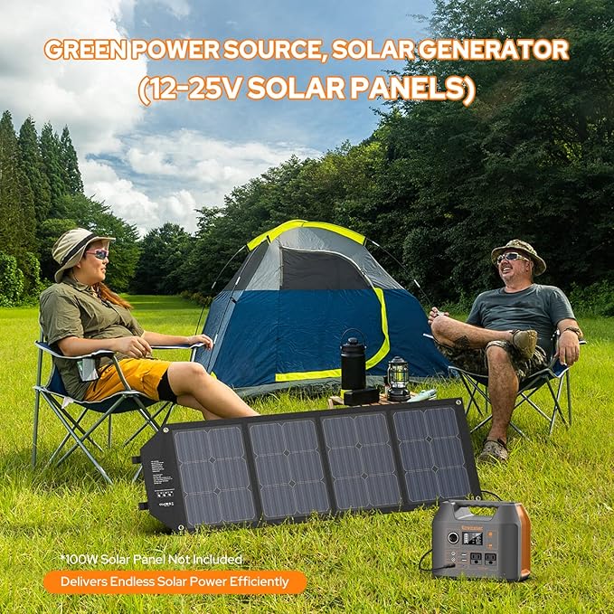 Portable Power Station EnginStar 300W Solar Generator 110V 296Wh Power Bank Two Pure Sine Wave AC Outlet 80000mAh Lithium Battery Pack for Camping Outdoors Trip RV Hunting Vans Emergency Backup
