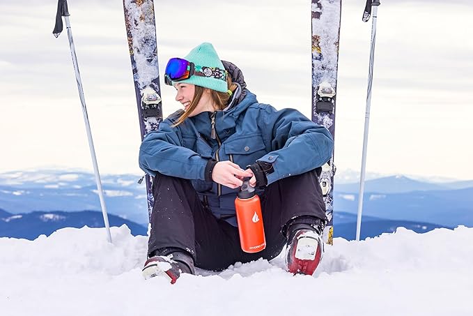 HYDRO CELL Stainless Steel Insulated Water Bottle with Straw - For Cold & Hot Drinks - Metal Vacuum Flask with Screw Cap and Modern Leakproof Sport Thermos for Adults (Mandarin 32oz)