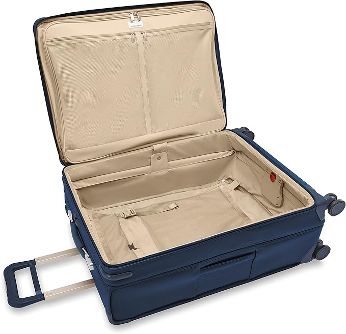 Briggs & Riley 29" Large Expandable Spinner - Checked Luggage for Travel, Suitcases with Wheels, Softside Rolling Bag for Men & Women, Self-Repairing Zipper - Baseline Collection, Navy