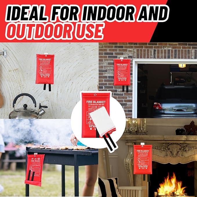 20 Pack Bulk Emergency Fire Blankets for Home and Kitchen with Fireproof Gloves & Hooks Safety Flame Suppression Fire Extinguisher for Camping House Warehouse Car 39.4"x39.4", Housewarming Gifts