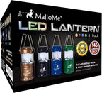 MalloMe Camping Lantern Multicolor 4 Pack Lanterns for Power Outages, Camping Lights for Tent Hanging, Camp Light Tent Lamp Emergency Battery Powered LED Lantern (Rechargeable Batteries Not Included)