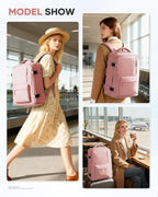 WONHOX Large Travel Backpack Women, Carry On Backpack,Hiking Backpack Waterproof Outdoor Sports Rucksack Casual Daypack with Shoes Compartment, Pink