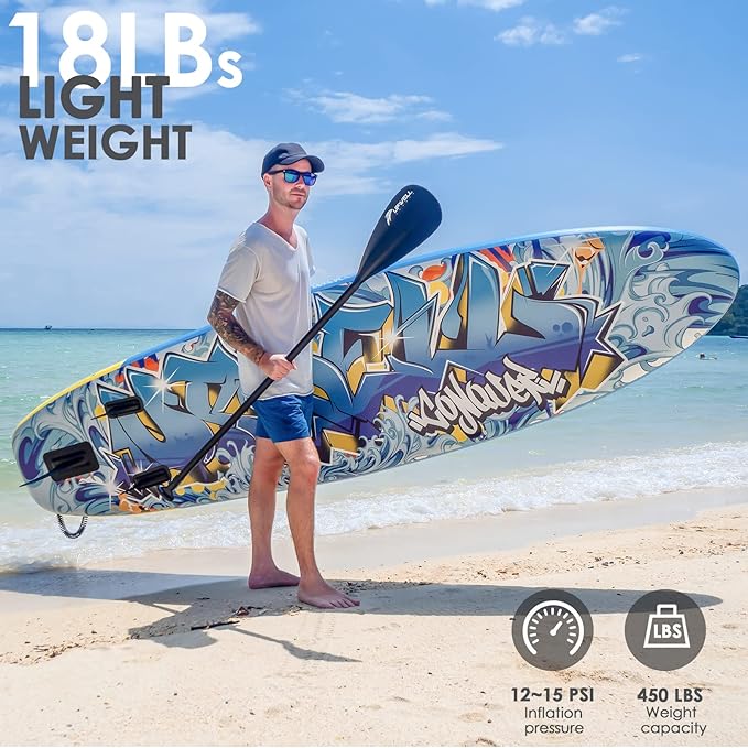 UPWELL 10'6"/11'/11'6" Inflatable Paddle Board, Stand Up Paddlboard for Youth & Adults, Stable Design, Premium SUP Accessories, Backpack, Leash, Hand Pump, Fins