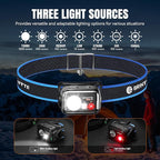 Brinyte HC01 1000 Lumen Rechargeable Headlamp, USB-C/AAA Dual Power, Red Light & 45H Runtime (Low Mode), Patented Adjustable Headband for Camping Hunting Hard Hat