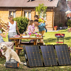 FlexSolar 120W Portable Solar Panel for Power Station, High Efficiency ETFE Foldable Solar Charger with Ajustable Stand and 4-in-1 Cable for Most Solar Generator/RV/Camping/Emergency Power Supply