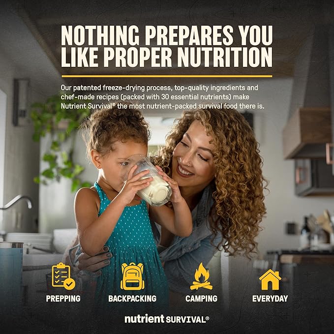 Nutrient Survival Vitamin Powdered Milk (4 Cans, 200 Servings), Freeze Dried Prepper Supplies & Emergency Food Supply, 21 Essential Nutrients, Soy & Gluten Free, Shelf Stable Up to 25 Years