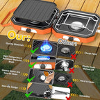 Adjustable 2 Burner Popane Stove with 16000 BTU, Flameout Protection, with Camping Grill and Carrying Bag, Portable Camping Stove for Camping, Backyard BBQ,Tailgating (Orange)