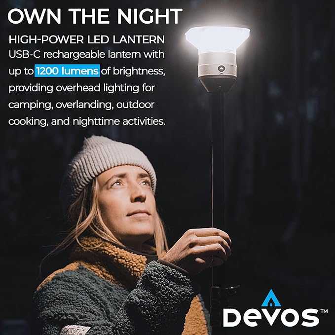 Devos Outdoor LightRanger 1200 - High-Performance LED Tripod Lantern with Adjustable Height, 9 Feet Tall with 1200 Lumens Brightness, and Long Battery Life.