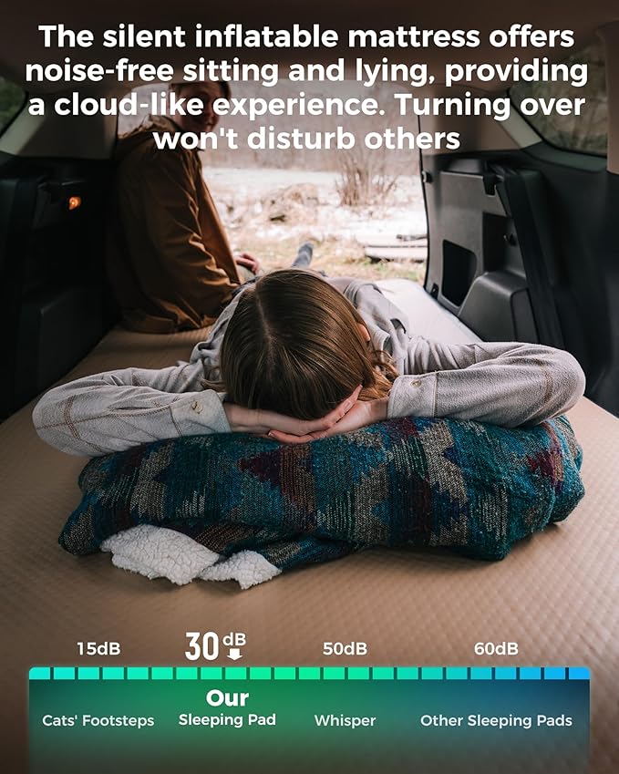 Kingcamp FLEXIREST 5.0 Sleeping Pad for Camping, PVC-Free Air Inflatable High Support Compact Camping Mattress with Pump Sack for Glamping Tent Cot Car Travel, Double