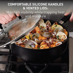 T-fal Ultimate Hard Anodized Nonstick Cookware Set 14 Piece, Oven Broiler Safe 400F, Lid Safe 350F, Kitchen Cooking Set w/Fry Pans, Saucepans, Griddle, Dutch Oven, Pots & Pans, Dishwasher Safe, Black