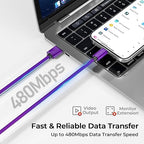 Basesailor for iPhone 17 16 Pro Max Charger Cord,USB to USB C Cable,Type C Charging Power Cord for Apple 17e 15 iPad 10 Air 4 5,Samsung Galaxy S26 S25 S24 S23,Purple,2Pack 3.3FT(1M)