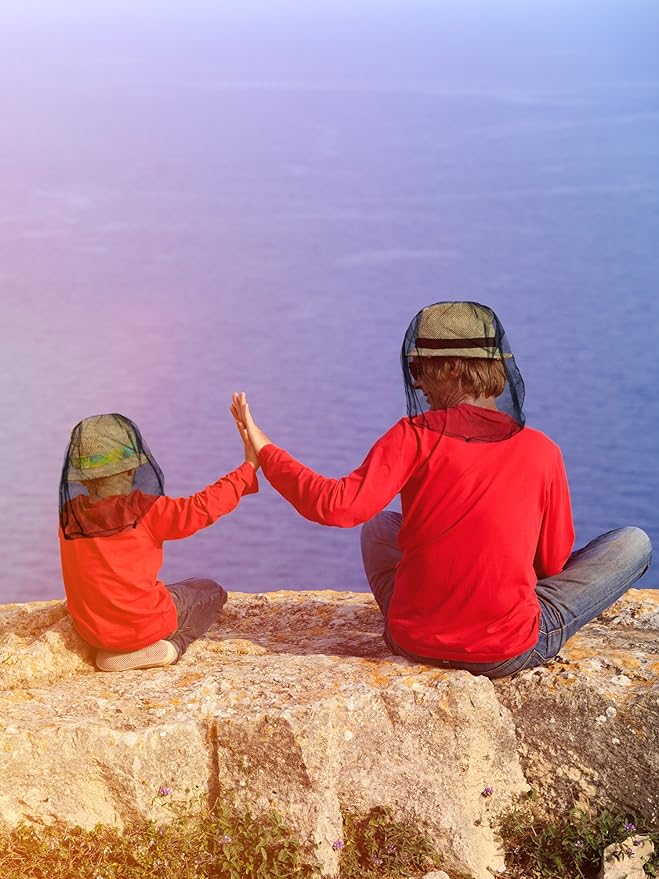 HESTYA 4 Pack Mosquito Head Net Face Mesh Protecting Net for Outdoor Hiking Camping Climbing Mosquito Fly Insects Preventing(Black)