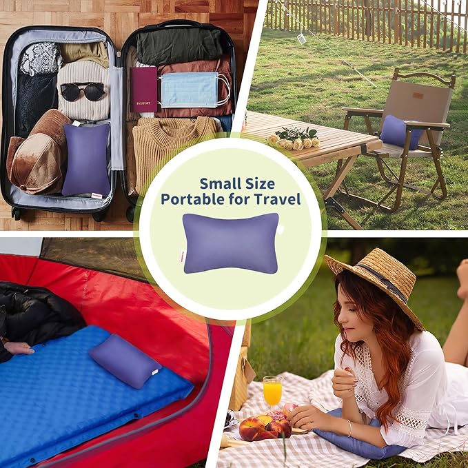 Pro Goleem Small Pillow 11’’x6’’x2.5’’ for Camping and Traveling with Name Tag Mini Tiny Pillow for Toddler Sleeping and Chair Car Air Nap Neck Lumbar Knee Rest Pillows, Lavender